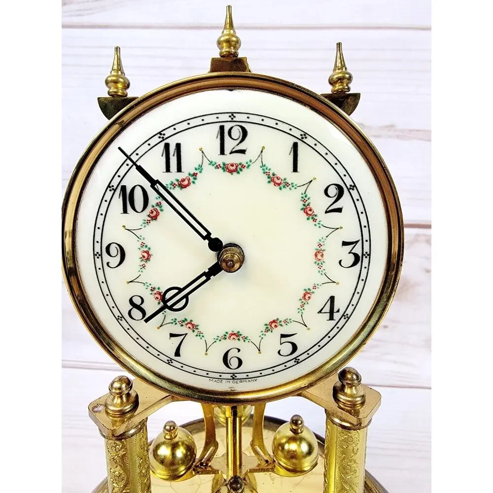 Vintage Hall Craft Corp Torsion Pendulum Glass Dome Clock Made In Germany READ